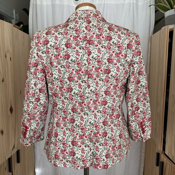 Talbots Floral Unique Womens Blazer 12 3/4 Sleeve‎ Cottagecore Ditsy Prairie Red - Picture 5 of 13
